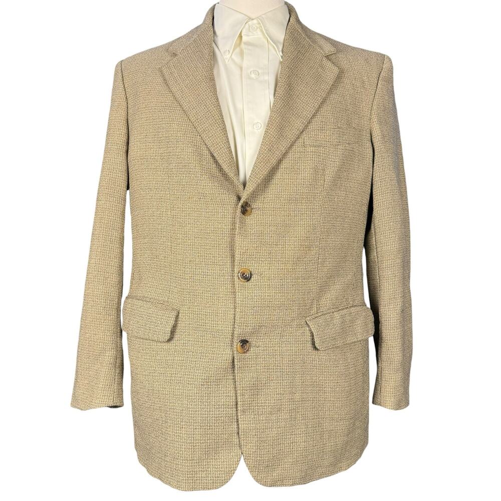 Blazer Men's 42R Wool Bill Blass Tweed Vintage Brown/Tan Sport Coat‎ Jacket